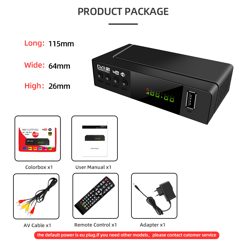 High Quality DVB T2 Tv Receiver TV Box Digital Terrestrial Receiver Usb Dvb T2 H.264 T2 1080P Set Top Box