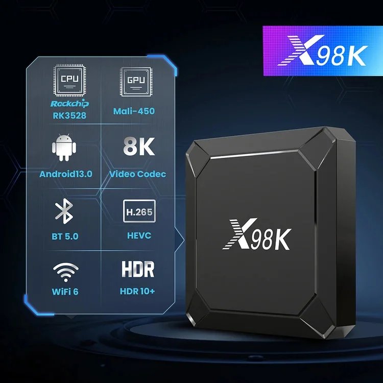 Newest Rk3528 Android 13 Tv Box X98K Support 8K 2GB 16GB 4GB 32GB WIFI 6 BT5.0 Smart Tv Box Android