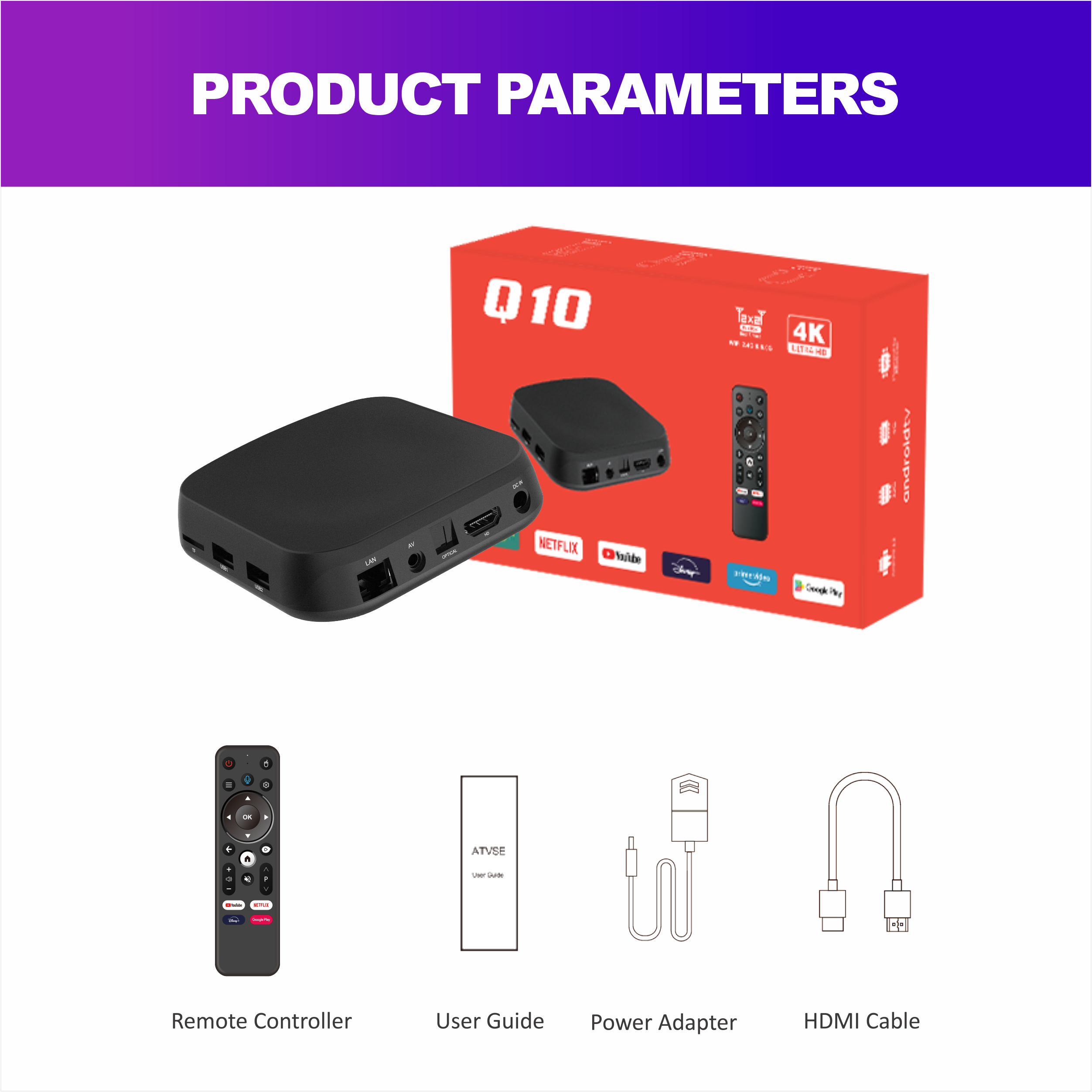 iATV Q10 Android 12 TV Box Allwinner H618 2.4G 5G Dual Wifi6 BT4.2 Voice Remote Control 4GB 32GB Smart Set top Box