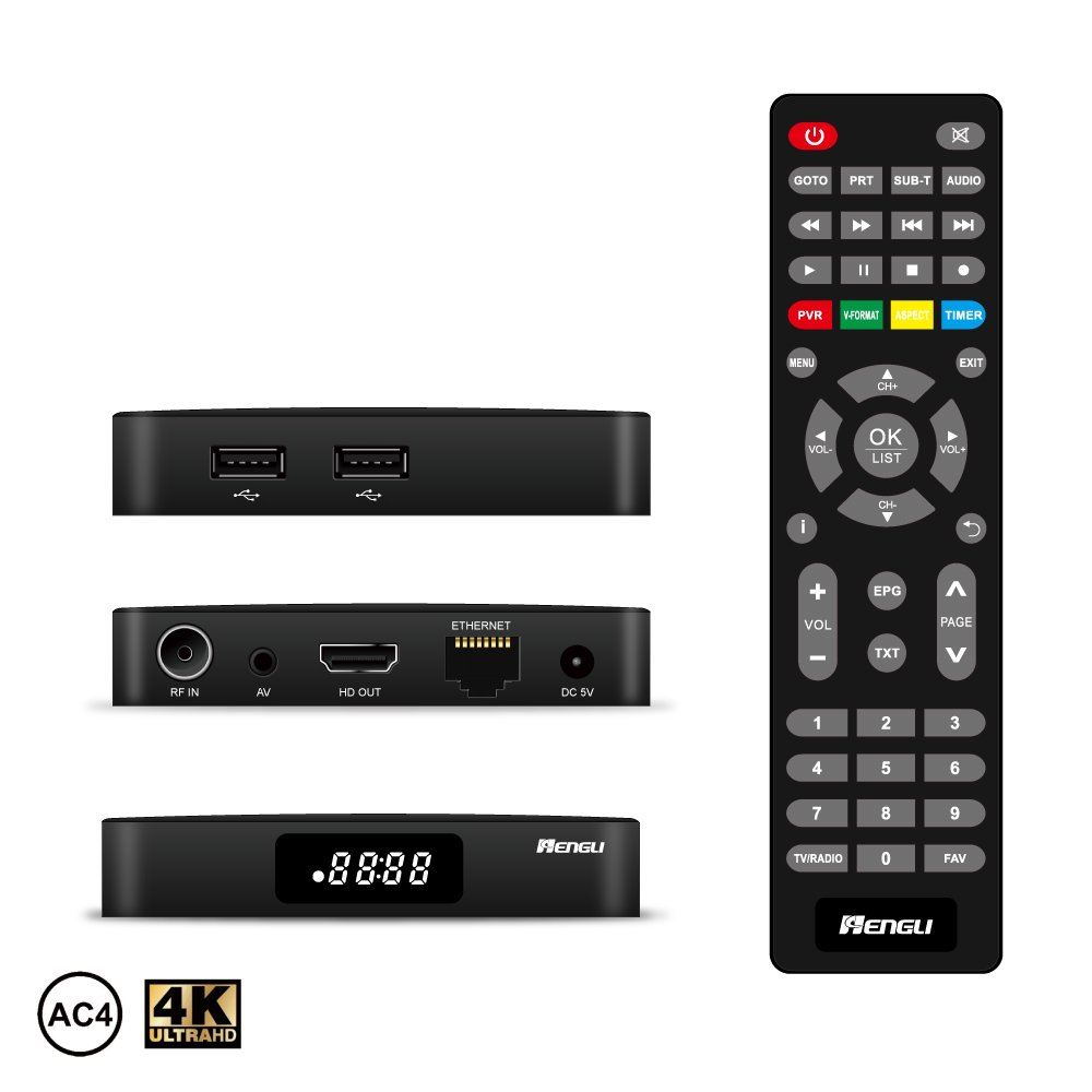 Factory Decoder Hd Set top box Dvb-t2 Hevc H.265 4K Linux system tv box Dvb-t2 4k Audio AC4 smart tv box with logo