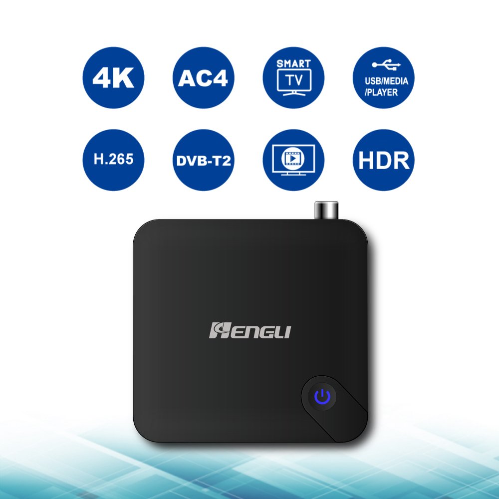Factory Decoder Hd Set top box Dvb-t2 Hevc H.265 4K Linux system tv box Dvb-t2 4k Audio AC4 smart tv box with logo