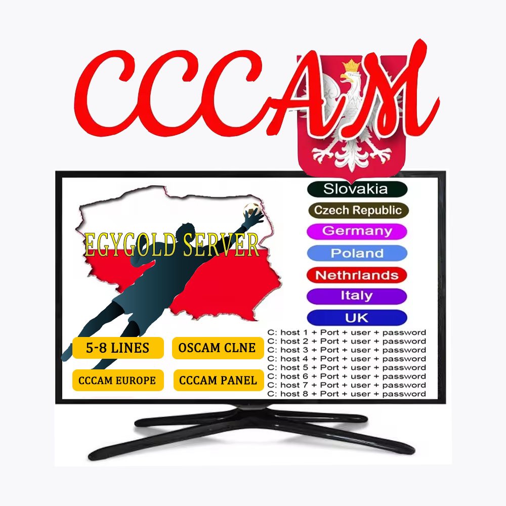 1/2 years cccam Poland Czech Slovakia oscam 5-8 lines Germany Italy UK Europe cccam free test best stable for DVB-s2 receptor