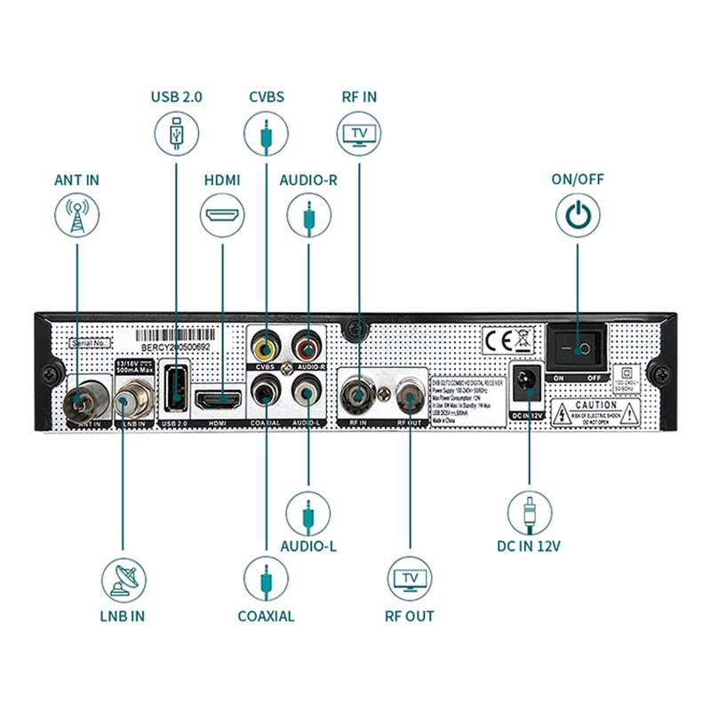 BERCY-CONCORDE New multi tv decoder dvb s2 android set top box dvb s2 digital satellite tv receiver T2 S2 Combo Decoder with IPT