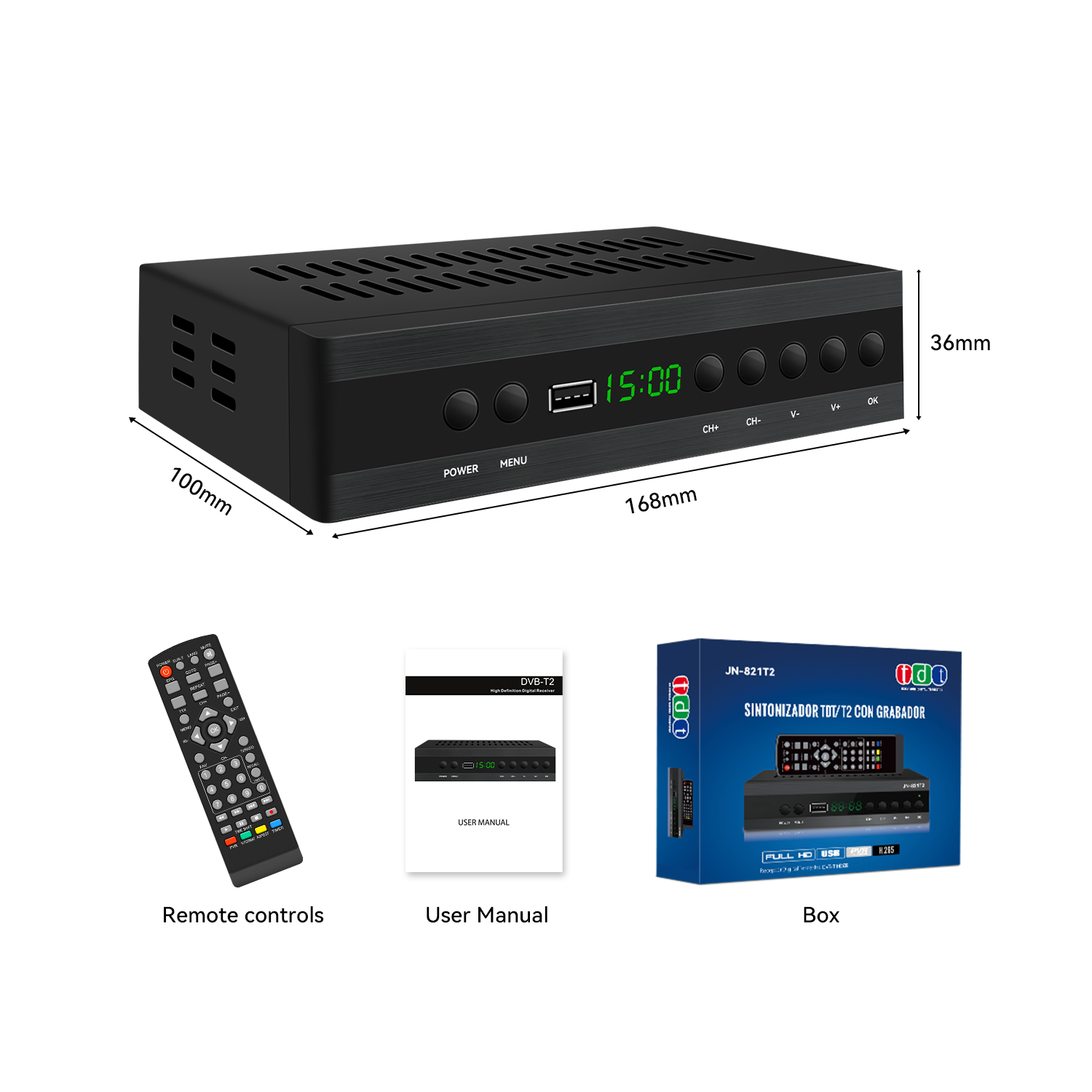 OEM/ODM Spain TDT Decoder DVB-T2 H265 Terrestrial Digital Receiver MPEG4 Media PVR Set Top Box
