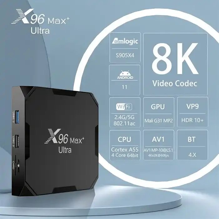 2024 RTS LINK 8k android tv box X96max + Ultra 4Gb 32Gb S905X4 2.4g 5g dual wifi Android 11 set top box X96max + Ultra Popular