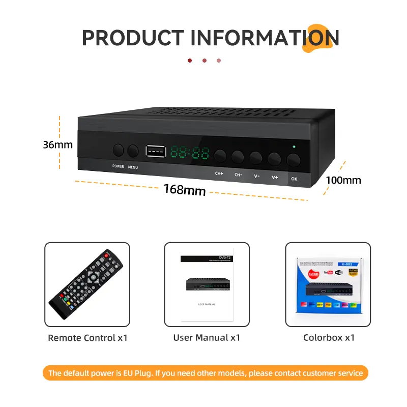 Factory price terrestrial digital TV receiver FTA decoder 10bit tv tuner decoder TDT DVB-T2 set top box