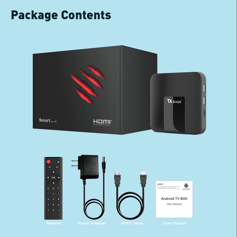 Factory Wholesale TX3 mini Android tv box H313 2g 16g 2.4G Wifi Smart 4K TV BOX Set Top Box
