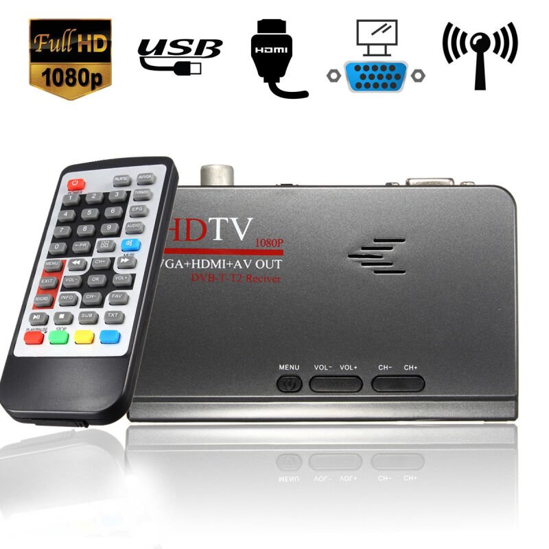 VGA DVB-T2 TV Set Top Box DVB-T2 Digital HD-MI PC TV Box for LCD LED Monitor