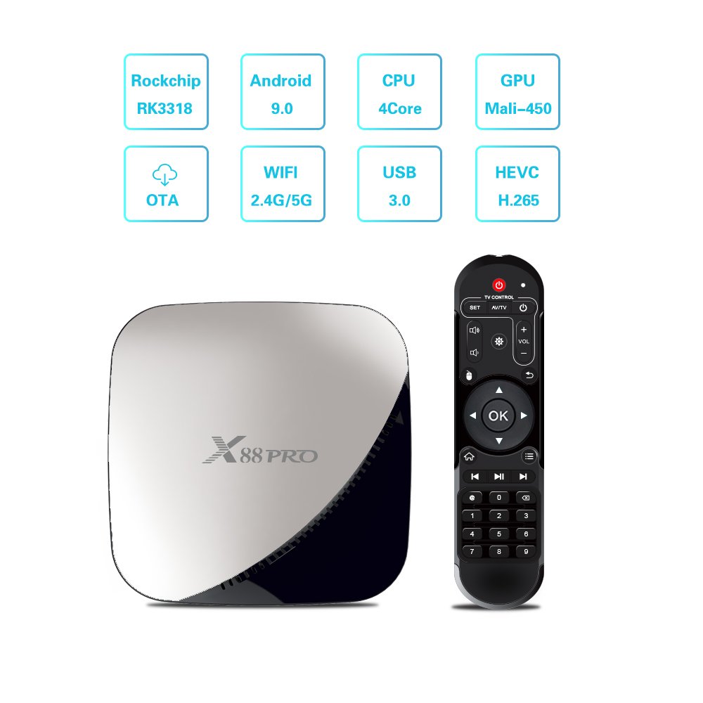 Shizhou Tech X88 PRO Android 9.0 Smart TV Box 4G 64G Rockchip RK3318 Octa Core 5G Wifi 4K HD Set Top Box android Media YouTube