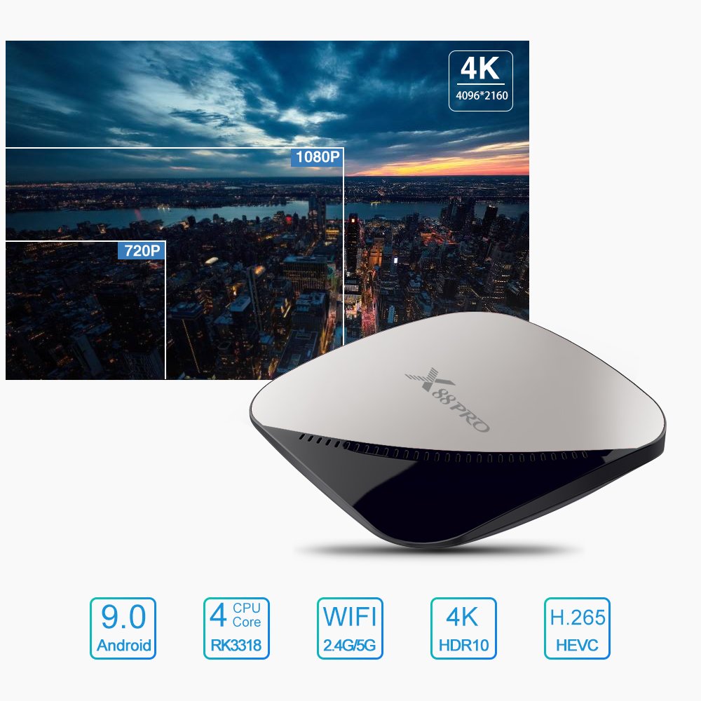 Shizhou Tech X88 PRO Android 9.0 Smart TV Box 4G 64G Rockchip RK3318 Octa Core 5G Wifi 4K HD Set Top Box android Media YouTube