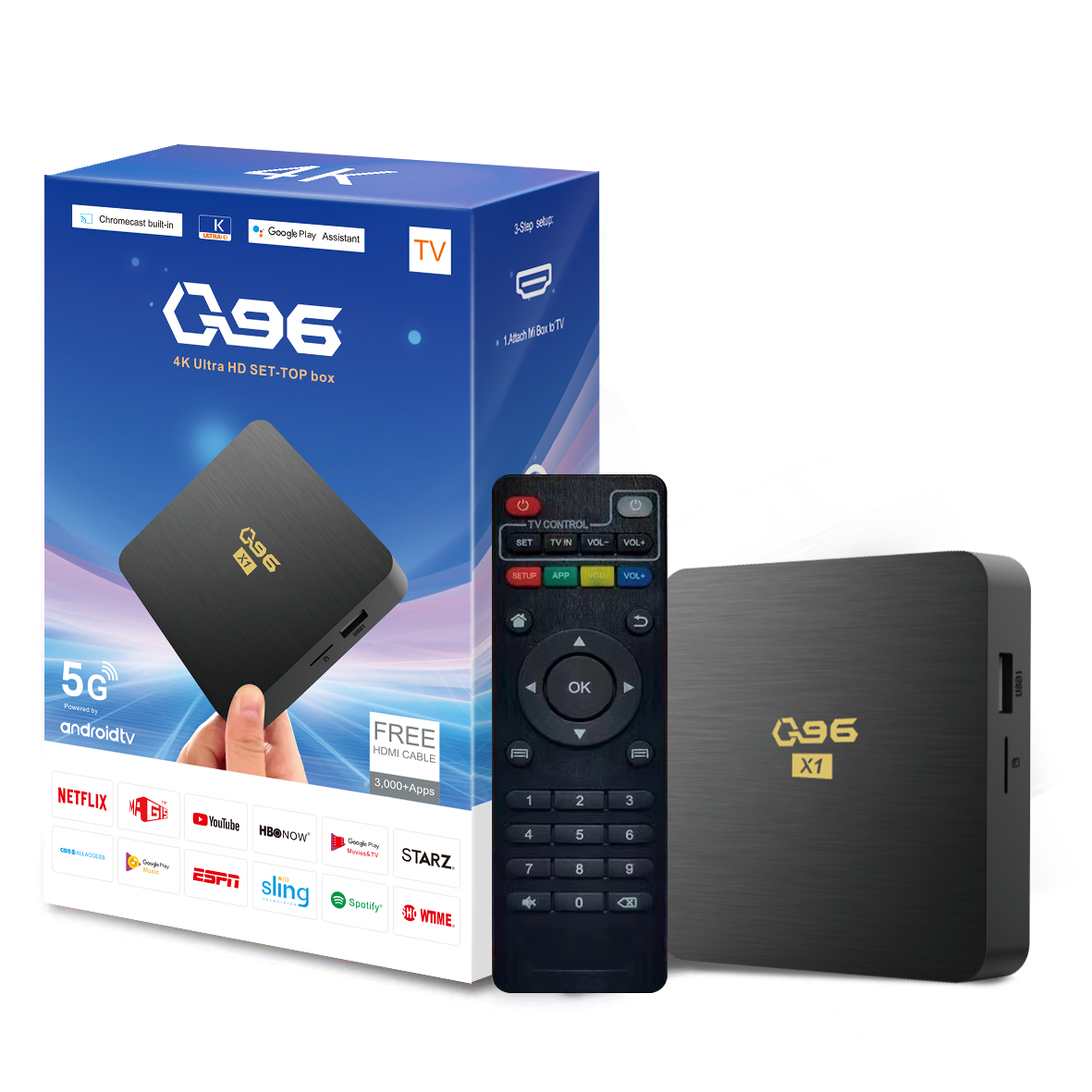 Q96 8X Upgradeable Android 10.0 HDR Media Player Set-Top Box 4K Resolution Quad-Core 5G WIFI Android TV Box