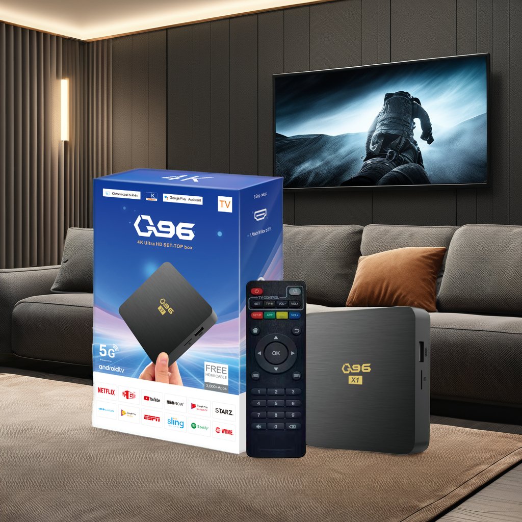 Q96 8X Upgradeable Android 10.0 HDR Media Player Set-Top Box 4K Resolution Quad-Core 5G WIFI Android TV Box