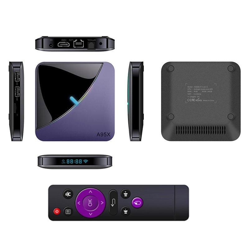 Full HD 4k android 11 BT5.0 Dual WiFi 6 1080P Quad Core A95X F3AIR II android tv box 4gb