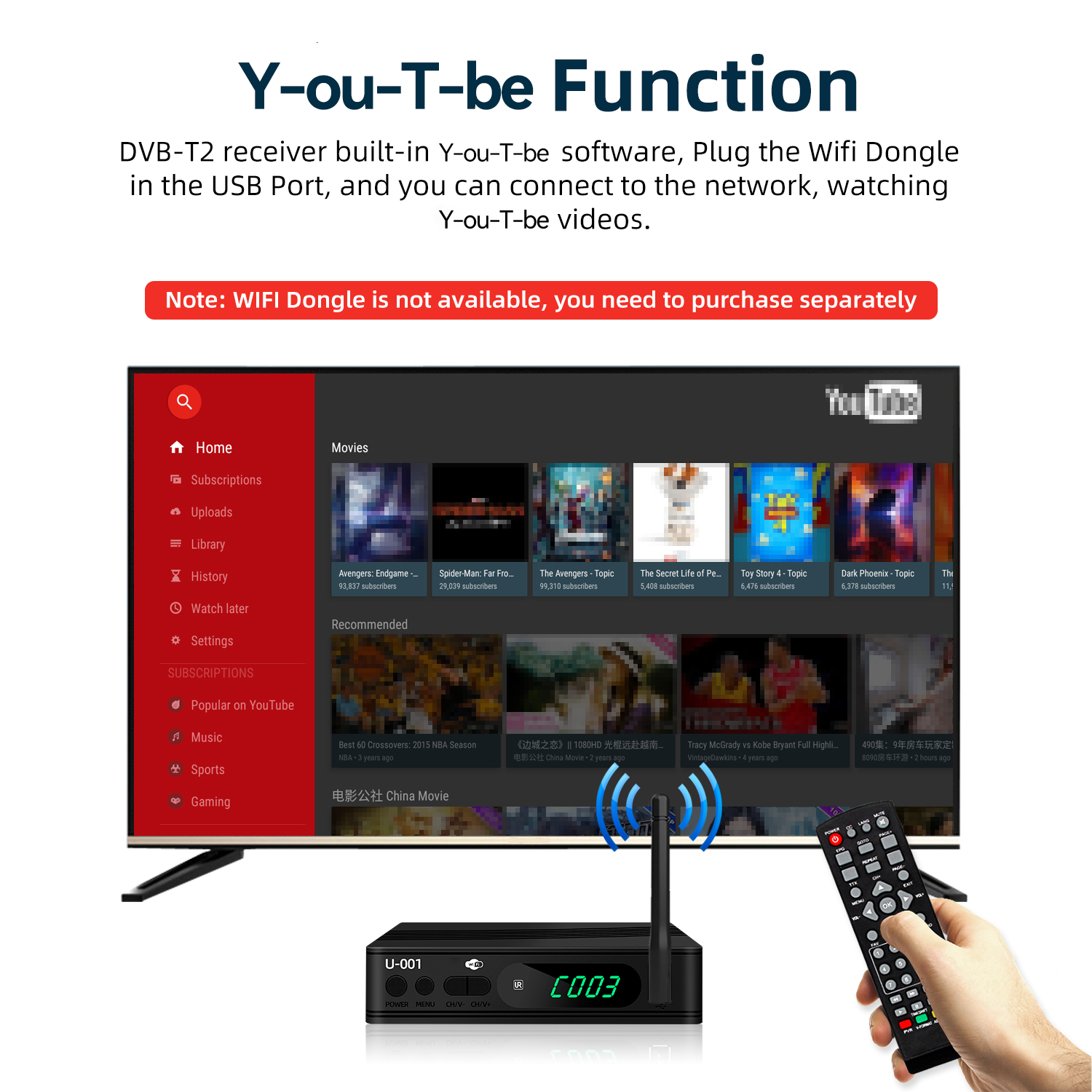 Cheapest HD 1080p DVB-T2 TV Receiver Digital Decoder TDT Tuner Free to Air Channels Support USB WiFi Dongle Set Top Box