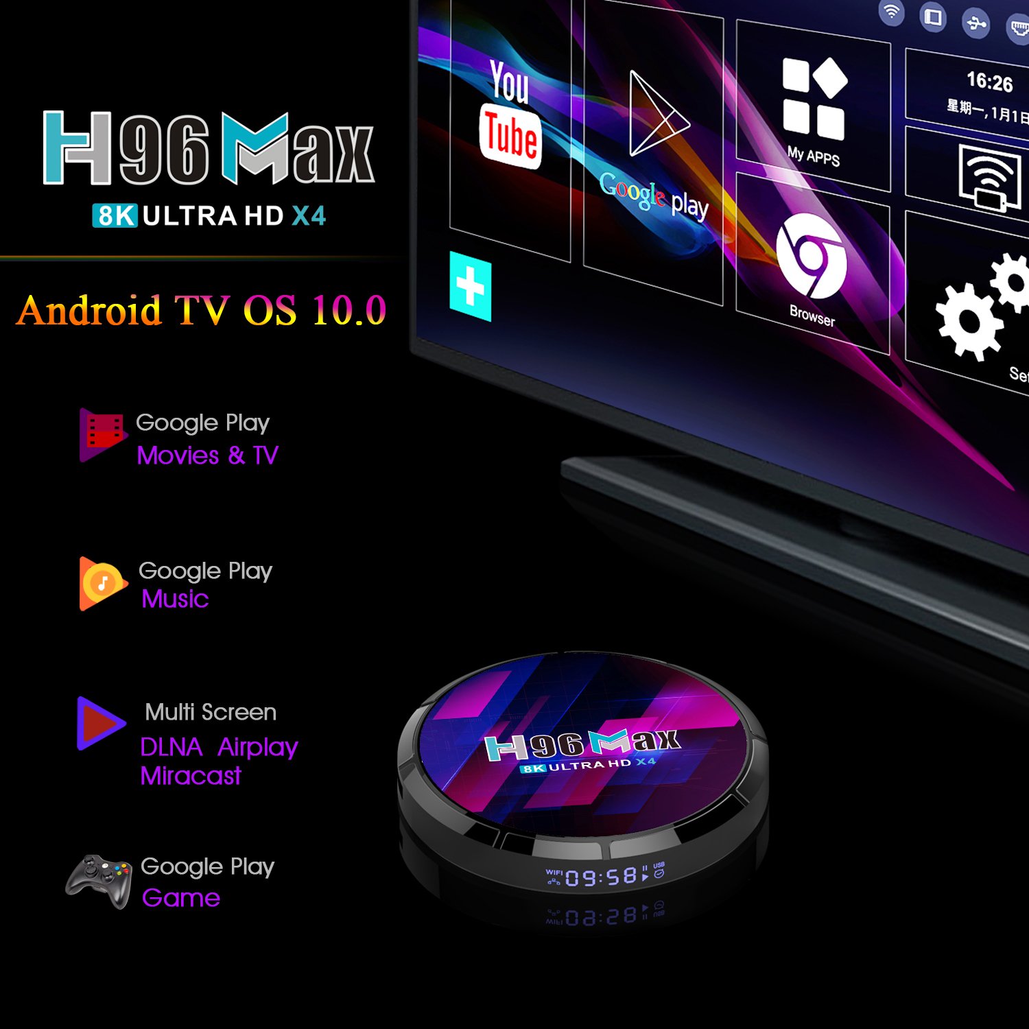 SYTA H96MAX 3528 Android 13 tv box 4GB64GB 2.4G&5GB Dual wifi 8K set top box