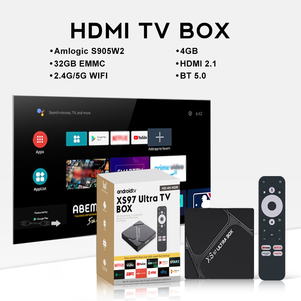 New custom logo 4+32GB IPTV TV set top Box XS97 ULTRA BOX android 11
