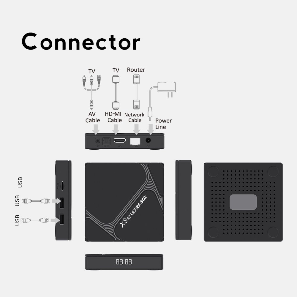 New custom logo 4+32GB IPTV TV set top Box XS97 ULTRA BOX android 11