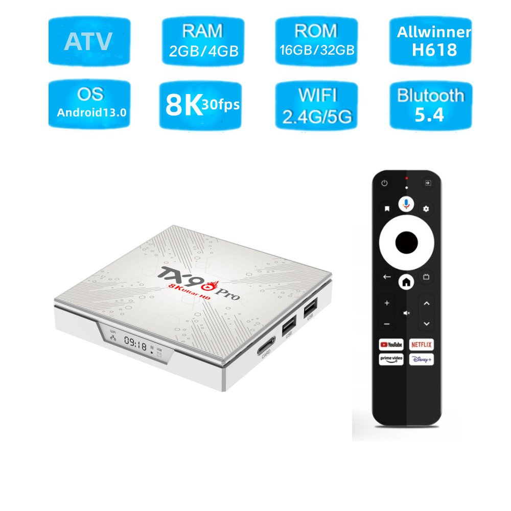 New product TX90 box Russian wholesale AIIwinner H618Quadcore cortex-A53 Mali-G31 MP2 2/16g