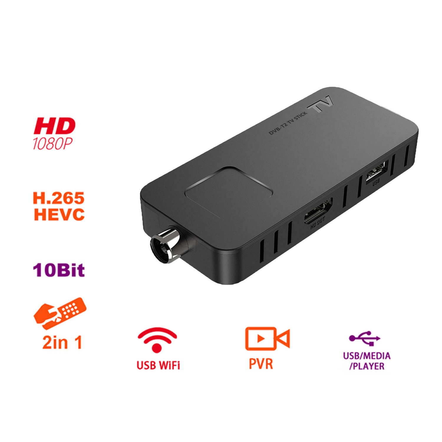 Factory Cheap Price HD 1080P H265 DVB T2 GX6706S5 TV Tuner Stick Set Top Box Terrestrial Receiver Mini DVB T2 Stick Decoder