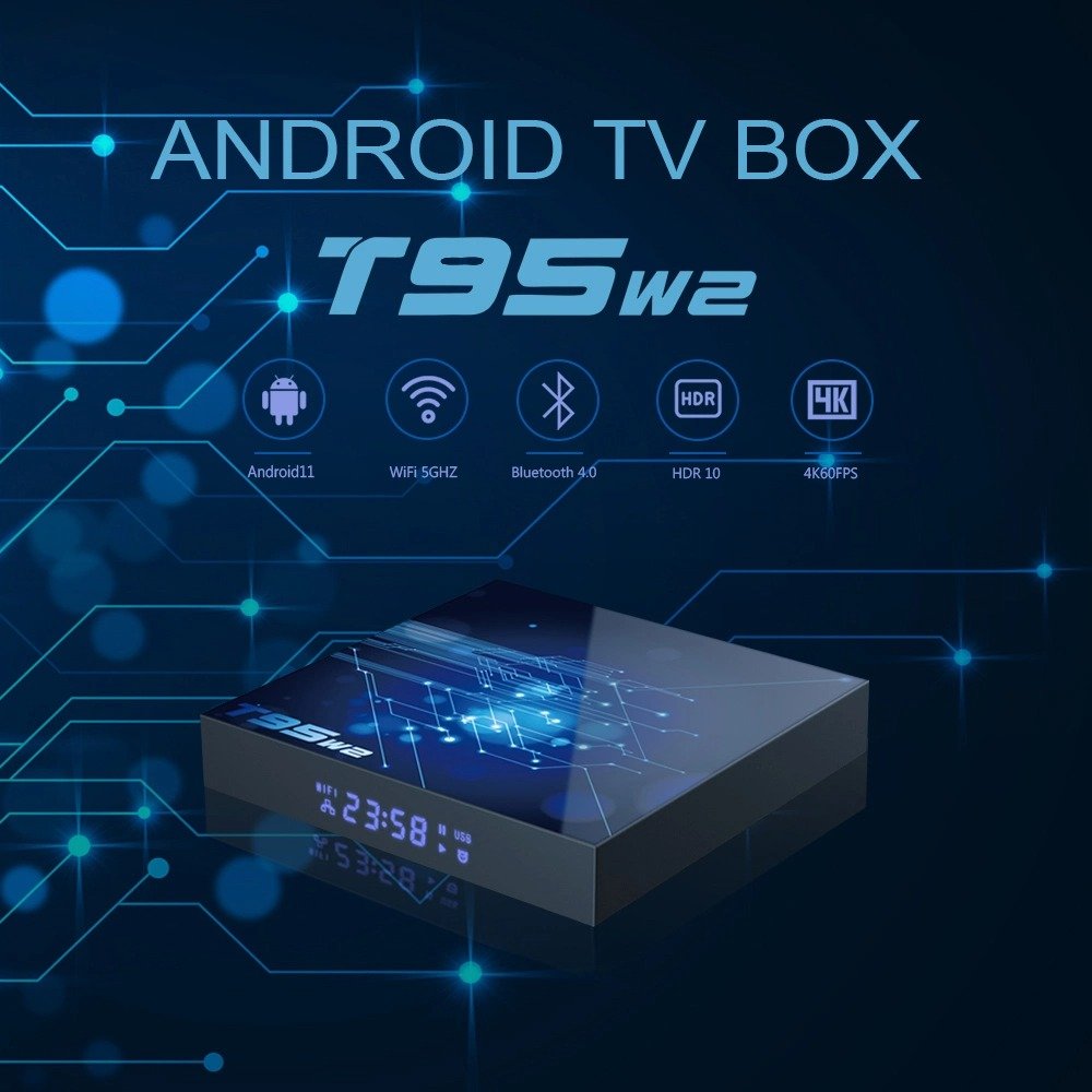 2024 Newest T95 W2 Android TV Box 11.0 Amlogic S905W2 4K 4GB 64GB WiFi Bt Android 12 Set-Top Tvbox Smart Android TV Box T95