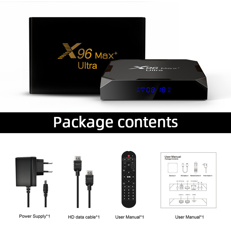 Top selling X96 Max Plus Ultra S905X4 chip 4G RAM 32G 64G ROM Android 11 TV box 8K dual WiFi set top box support voice remote