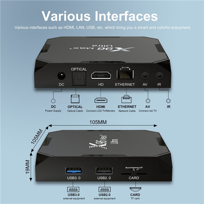 Top selling X96 Max Plus Ultra S905X4 chip 4G RAM 32G 64G ROM Android 11 TV box 8K dual WiFi set top box support voice remote