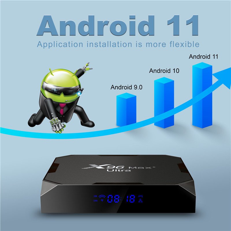 Top selling X96 Max Plus Ultra S905X4 chip 4G RAM 32G 64G ROM Android 11 TV box 8K dual WiFi set top box support voice remote