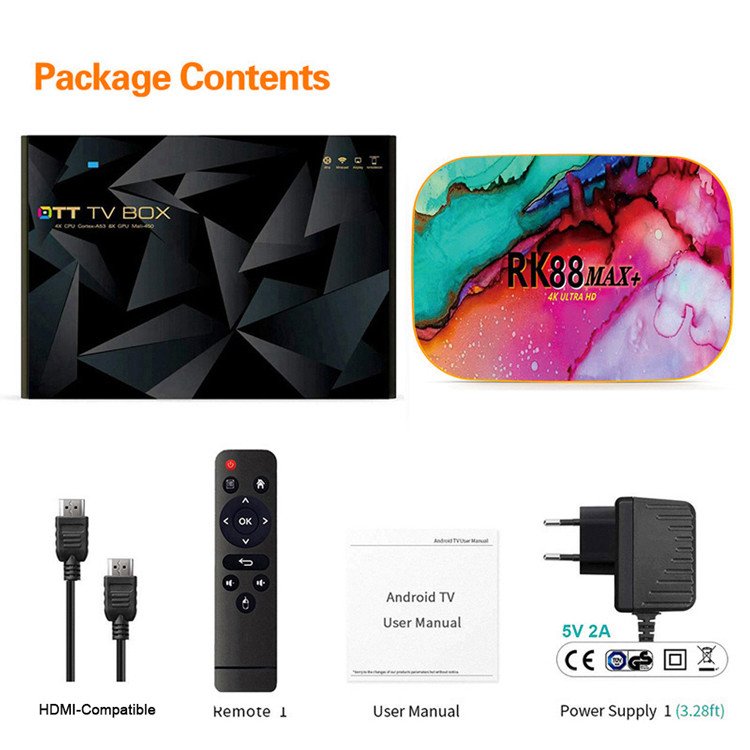 New Leadcool Android 11 Smart TV Box RK88 Max Plus Set Top Box 4K HDR CPU Rockchip RK3318 BT4.0 USB3.0