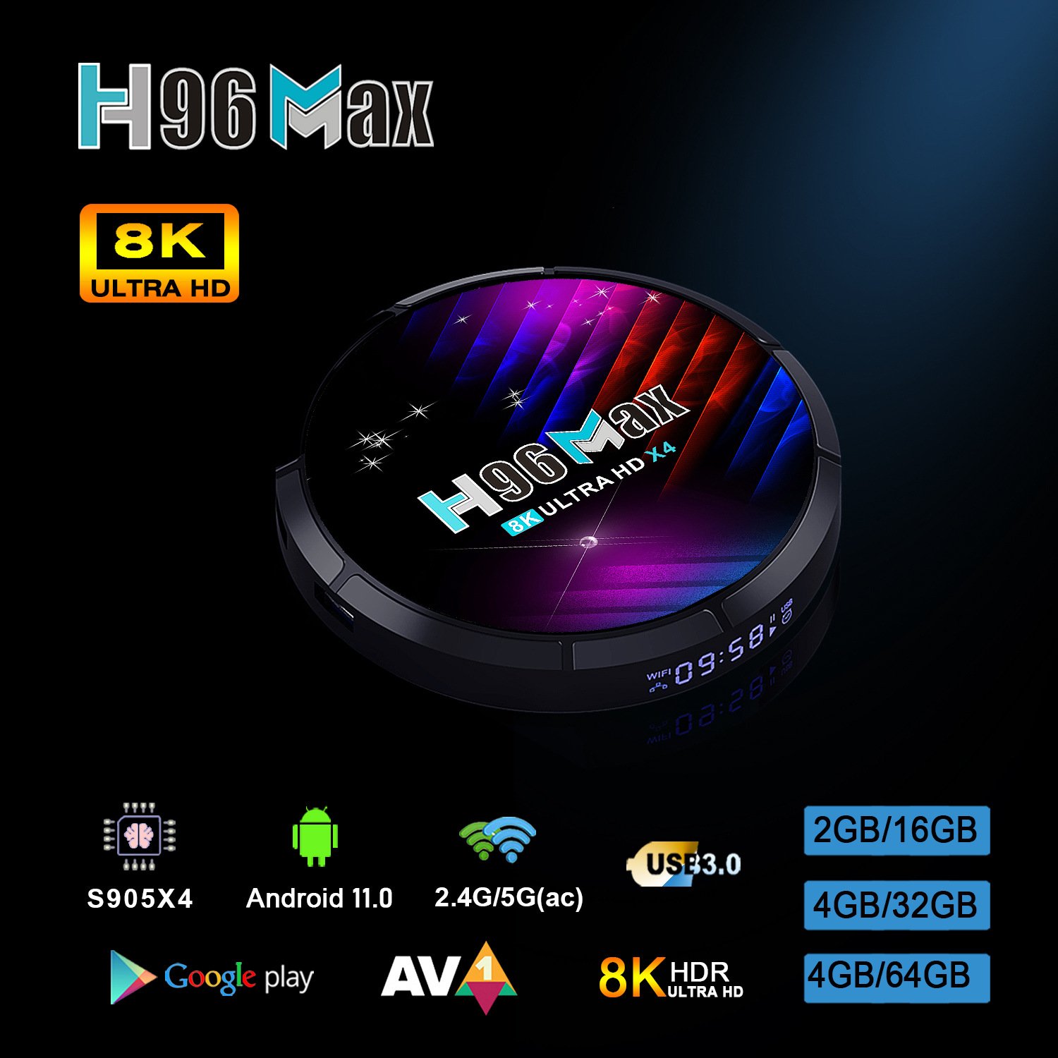 H96max Smrat Android TV Box S905X4 Android 11.0 TV Box 4GB Ram 32GB Rom Home 8K Ultra Clear Network Set-Top Box