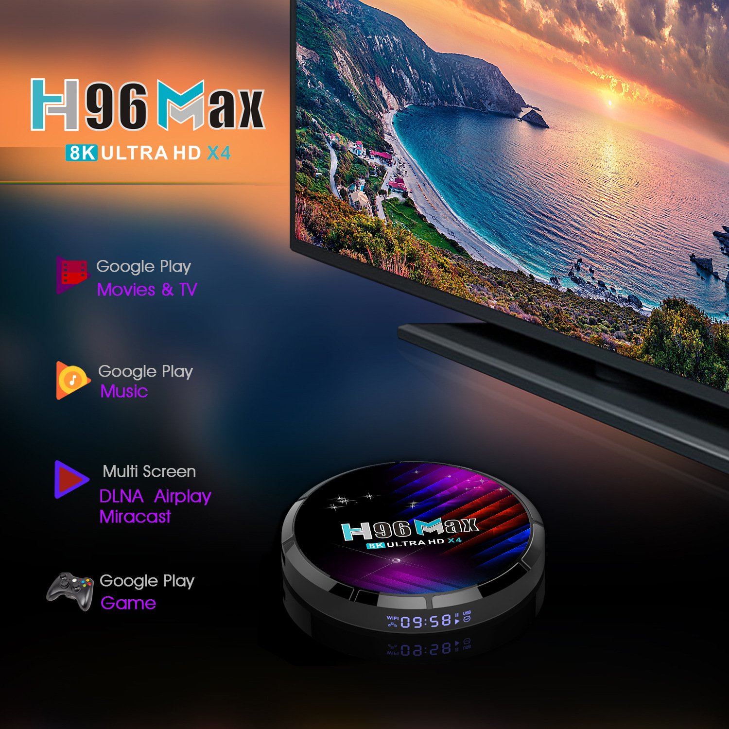 H96max Smrat Android TV Box S905X4 Android 11.0 TV Box 4GB Ram 32GB Rom Home 8K Ultra Clear Network Set-Top Box