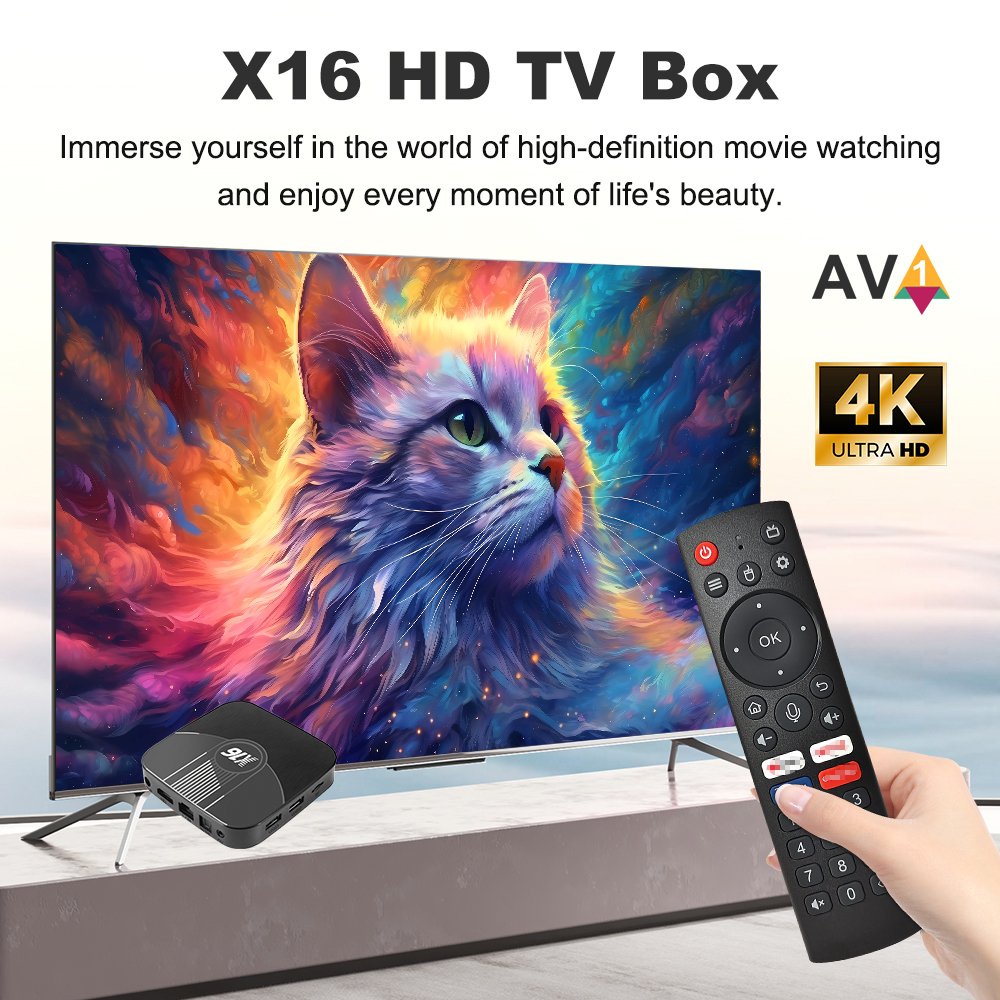 High Quality Set-top box X16 4GB 32GB 64GB Amlogic S905Y4 8K Ultra HD HDR10+ WiFi6 Smart Android TV box