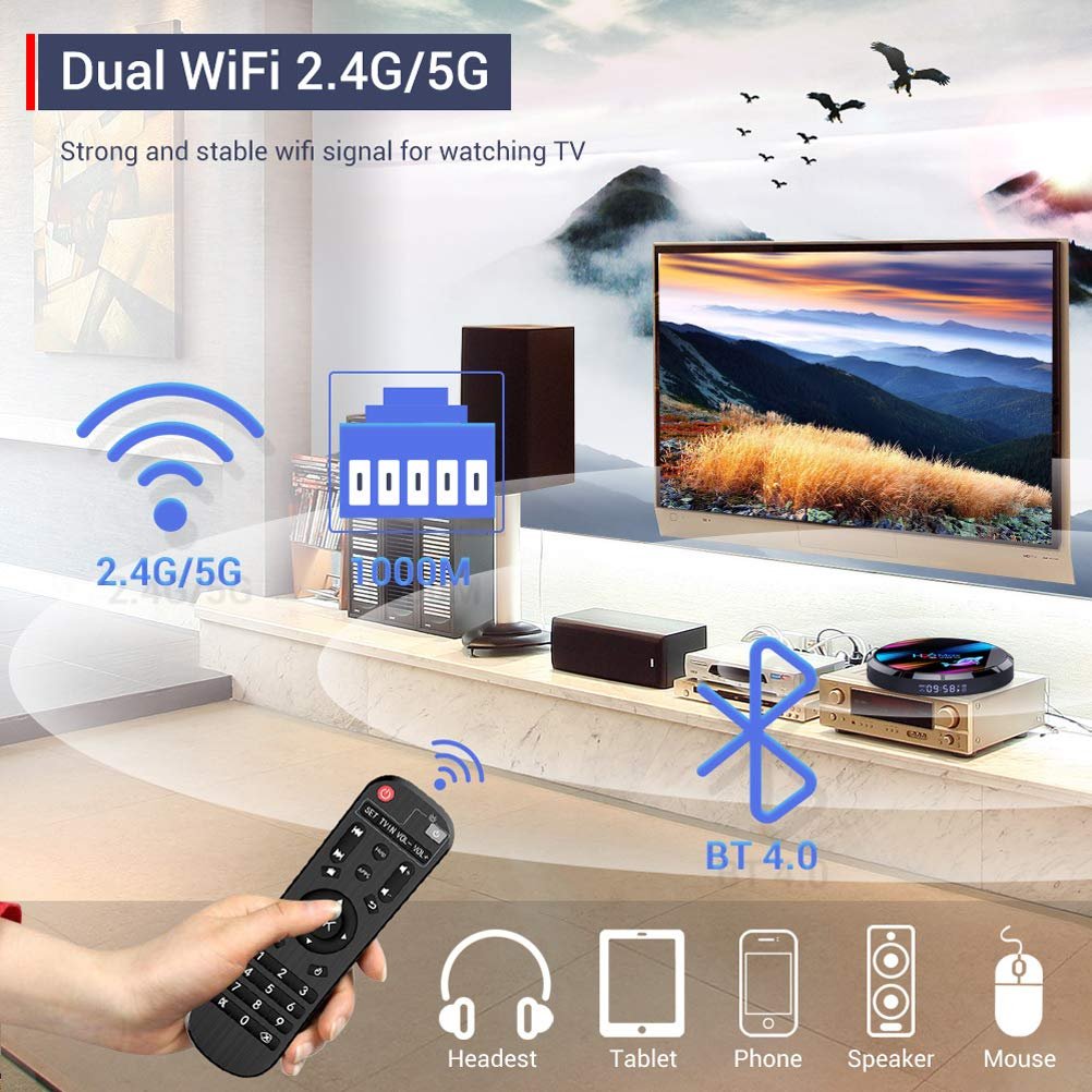 Yinzam Amlogic S905 8K Smart TV Box Android 9.0 Set Top Box / H96 Max Android TV Dongle with BT Japanese TV 8K OTT Box
