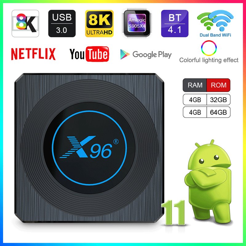X96X4 Set-top Box Amlogic S905X4 TV Box Android 11 Smart TV Android Wifi 2.4G/5GHz