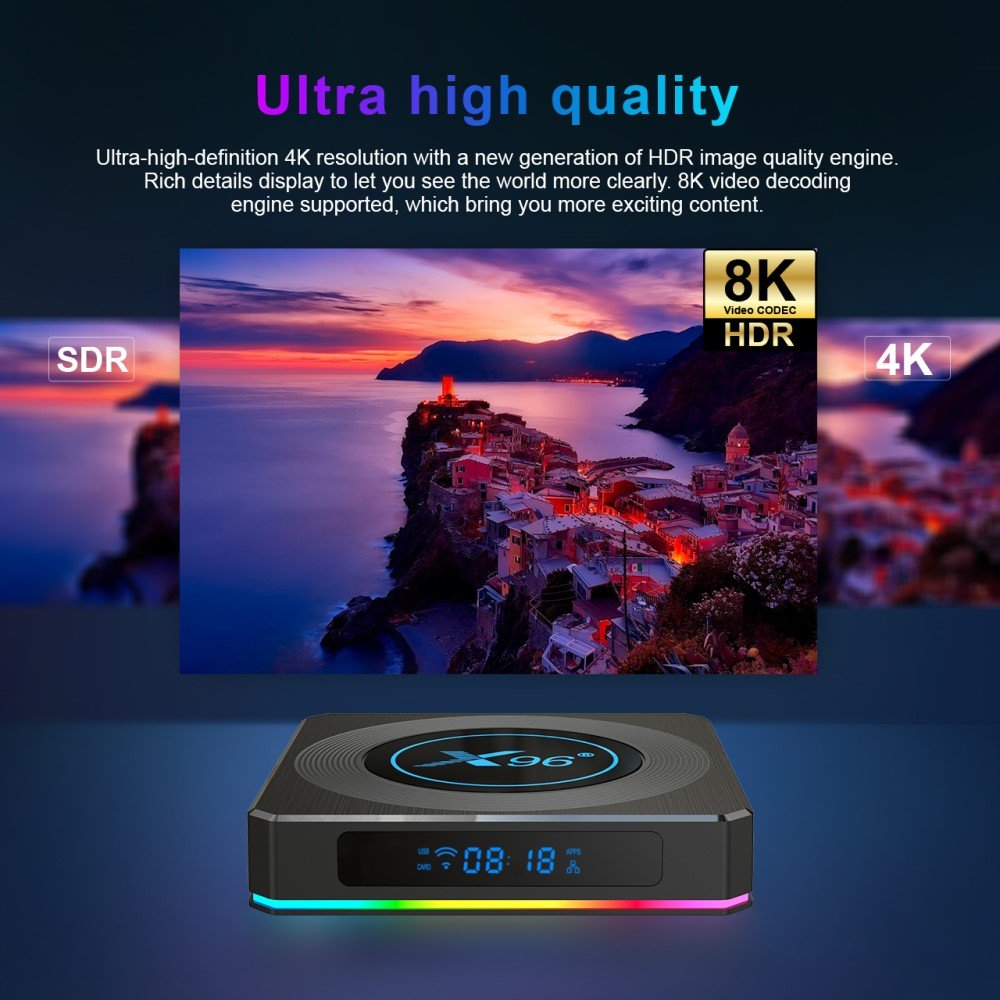 Set Top Box X96X4 Android TV Box Amlogic S905X4 2.4G 5G WIFI for xtream Smart TV