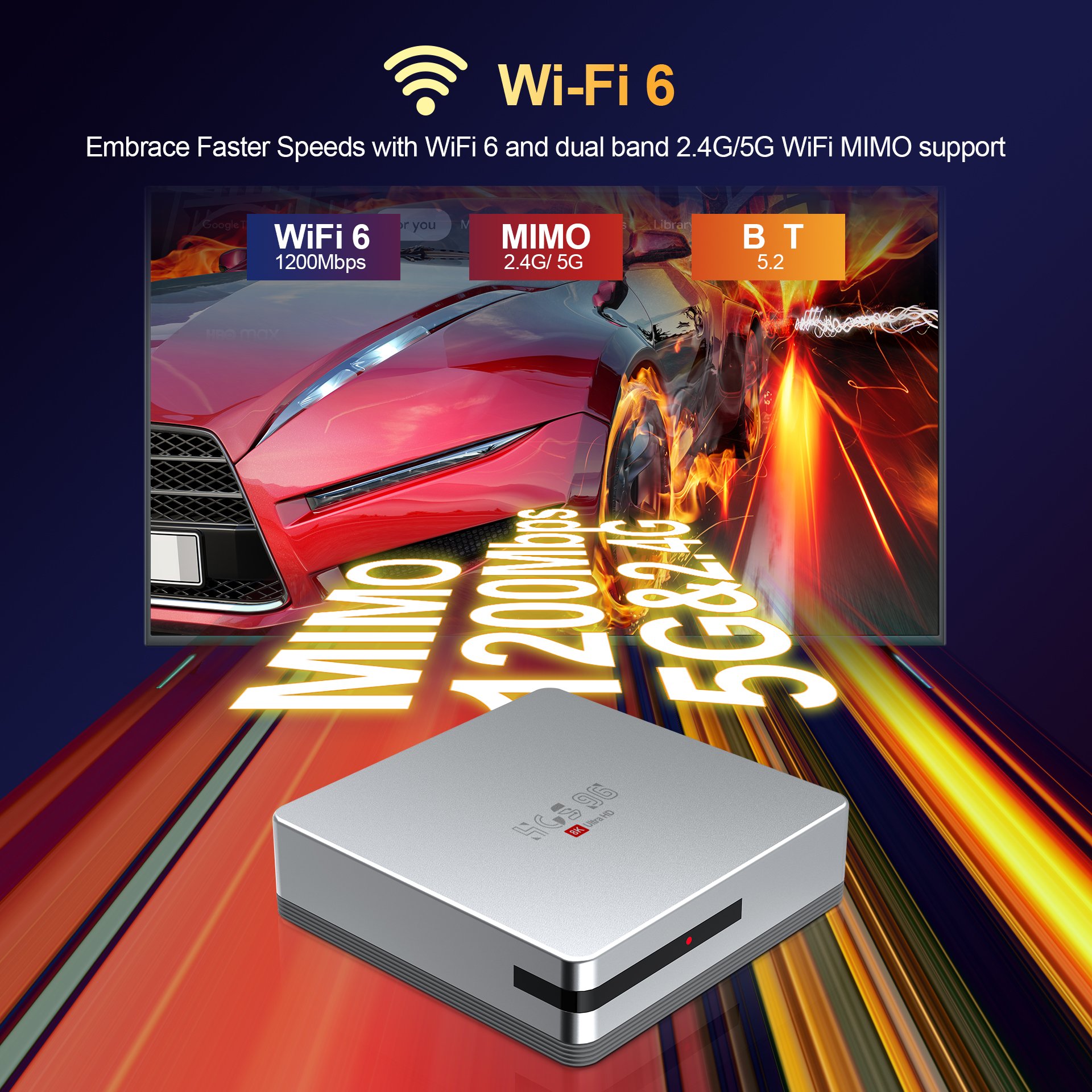 2024 new design HCS96 wifi5G white package set top box with BT Voice Remote Smart 8k android 13.0 Wifi5G tv box