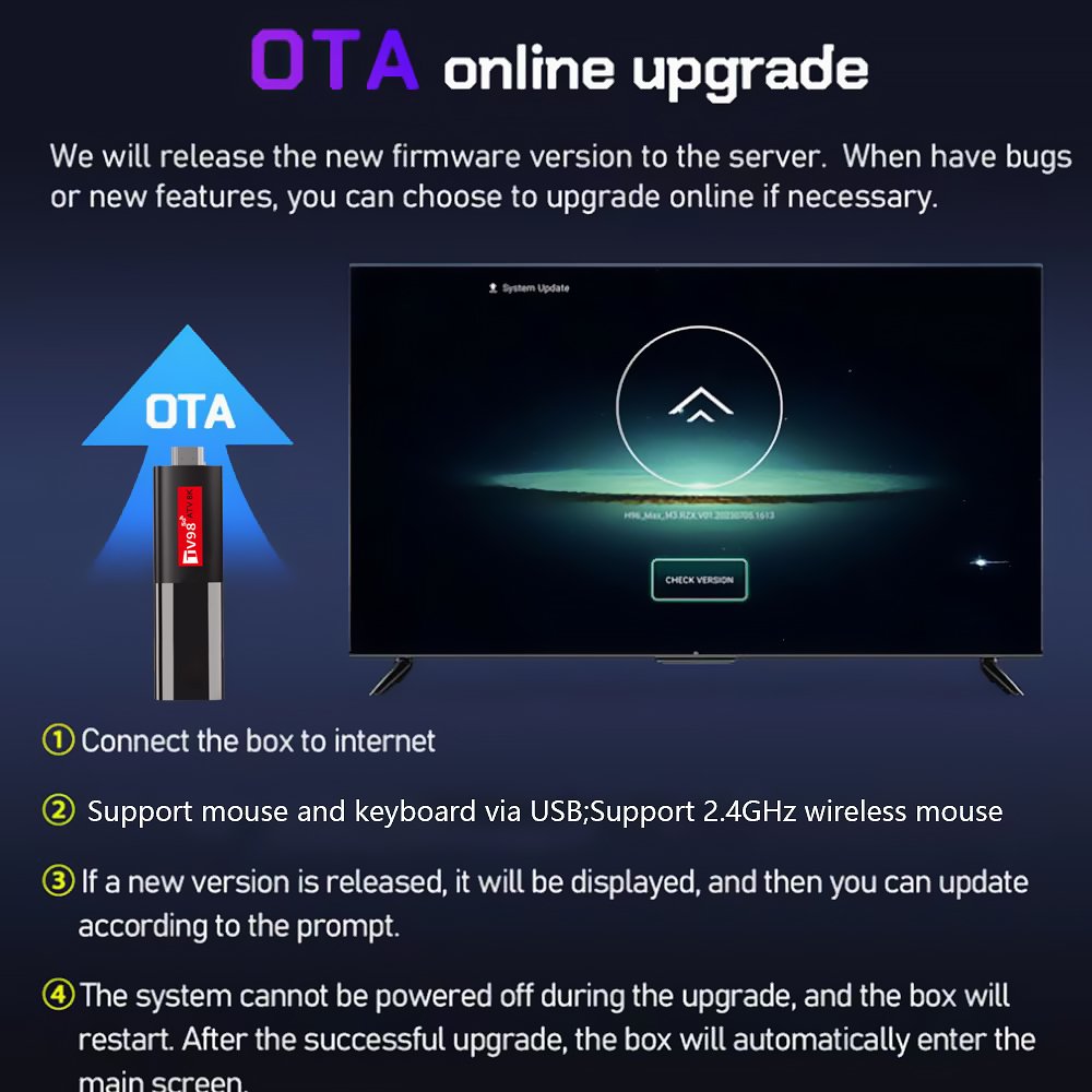 Cheap Price TV98 ATV 8K TV Stick Allwinner H618 set-top box 2.4G/5G WIFI 2GB 16GB 8k ATV Android 14 BT5.0 Media Player TV Stick
