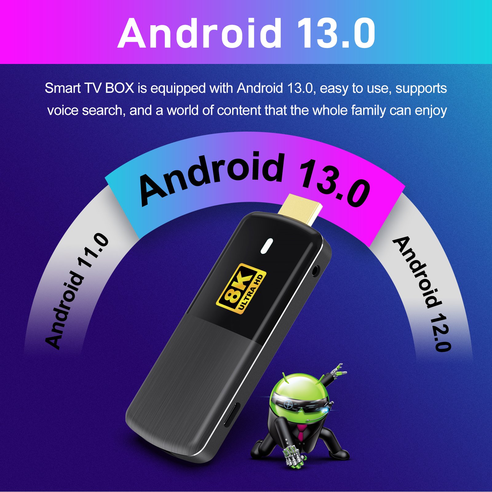H96 Max M3 8K TV Stick Android 13 Quad Core RK3528 with Voice Remote Control 2GB/16GB Smart TV Box 4k Set Top box Fire tv stick