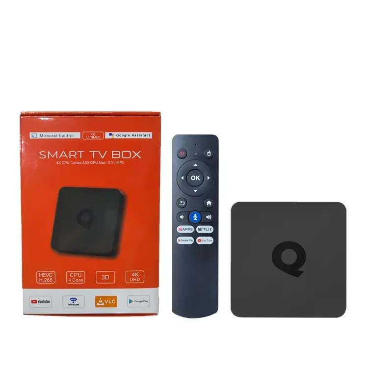New Arrival Q1 Atv 4K Smart Tv Box Android 10 Tv Box 2.4/5G Dual Wifi And Bt 5.2 Voice Remoter Rj45 Network Set-Top Box