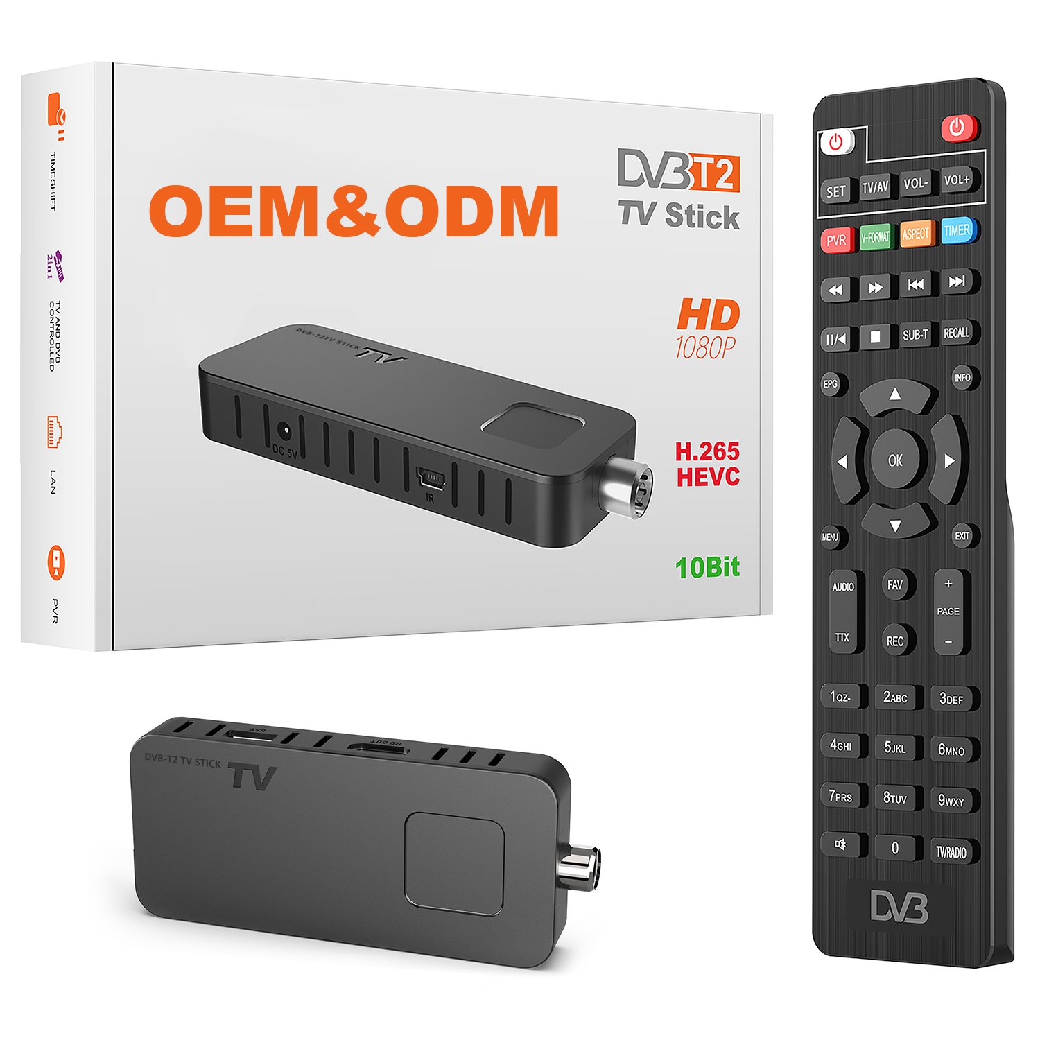 Junuo Factory H.265 DVB T2 Digital TV Set Top Box Terrestrial Receiver Hevc Decoder Mini DVB T2 Stick