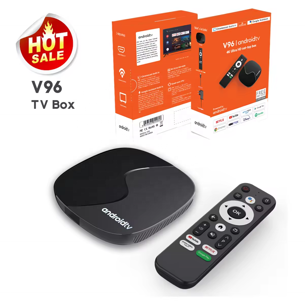 Set-top ATV BOX V96 Android 10 Google Web Mytv smarters3 Player Kaempfery 4K HD tv box 2G+16G