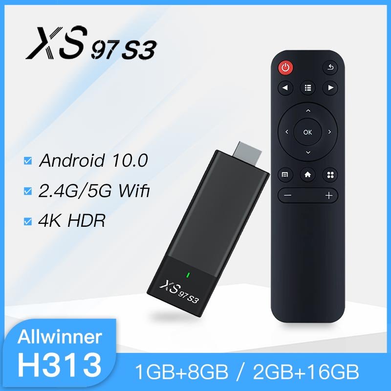 Newest Xs97s3 TV Stick Digital Smart Android 10.0 Tv Box 4K HD Media Player 1Gb 2Gb Set Top Box Dual Wifi