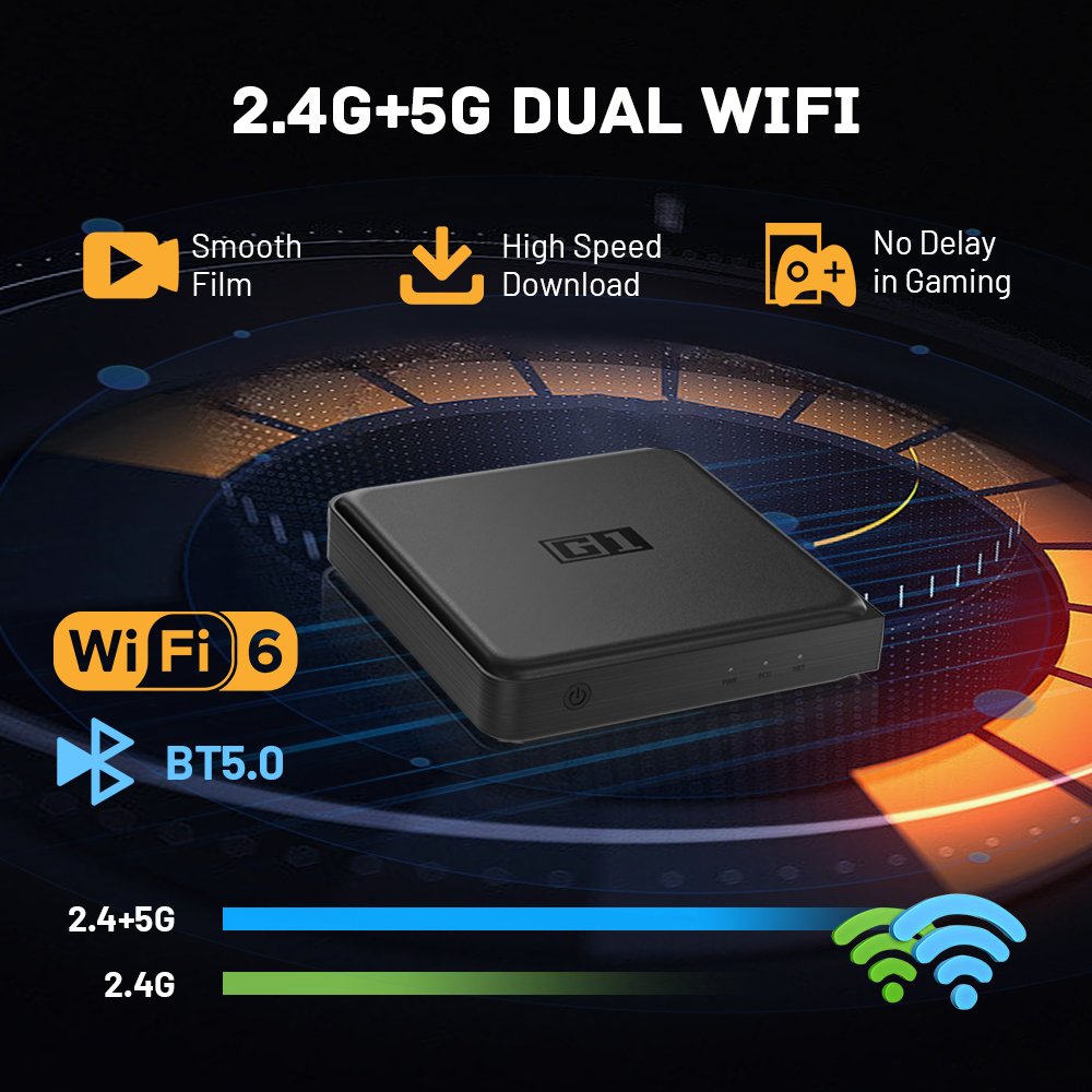 JSAT G1 Android tv box Google certificated Amlogic S905X4-J WiFi6 4GB 32GB 4K Media Player voice remote set top box