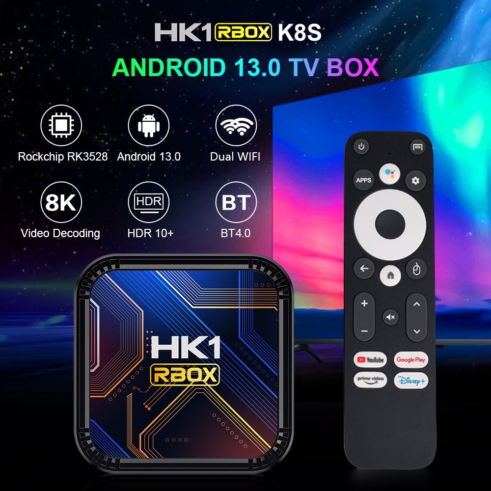 HK1 RBOX K8S voice with gyroscope version 8K network set-top box RK3528 Android 13 TV box