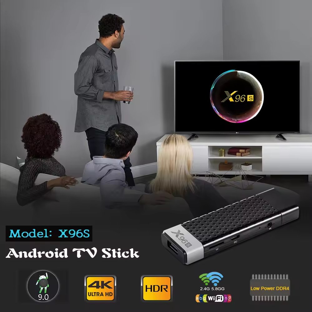 2024 New 4k Android TV Stick dongle X96S Amlogic S905Y2 Quad Core Android 8.1 Tv Box X96S 2.4G 5.8G Wifi SET TOP BOX