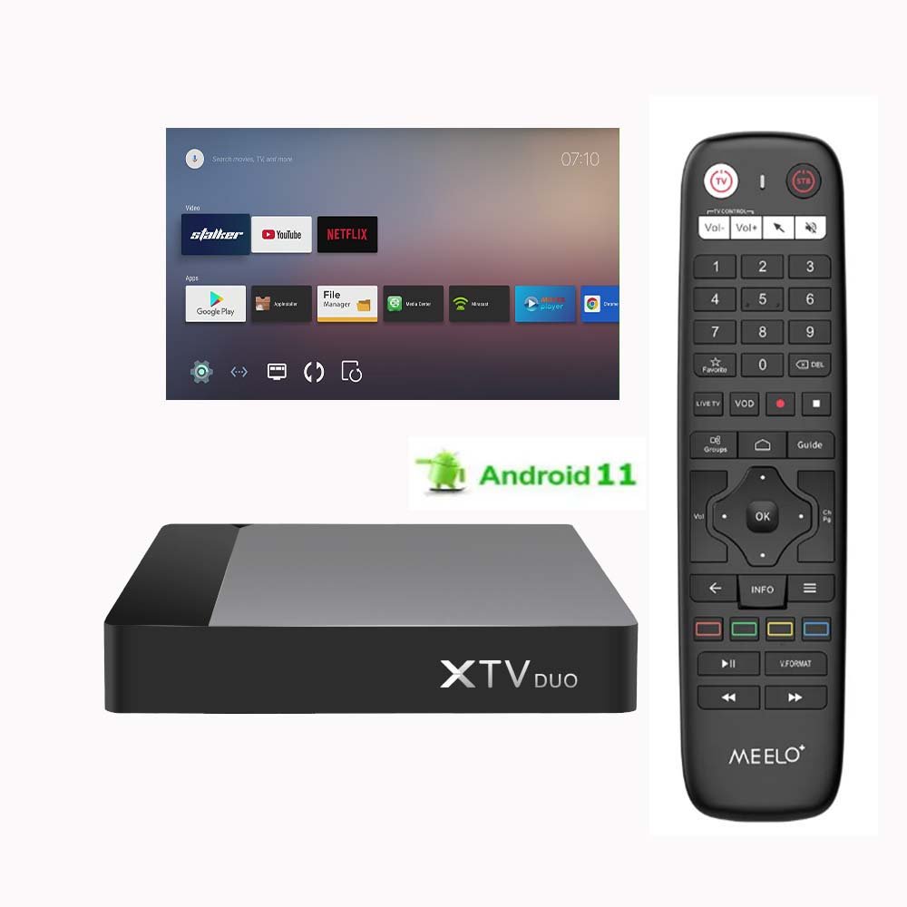 Factory direct sales MEELO+ XTV DUO 4K Stalker IPTV box Android 11 amlogic S905W2 support xtream codes m3u 2GB 16GB