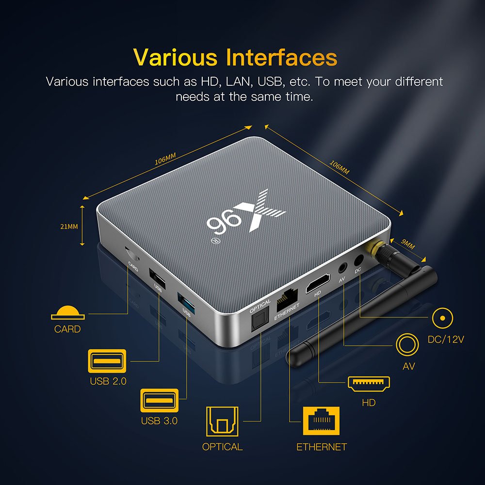 Factory Price X96 X9 8K Clarity amlogic S922X android 9 2.4/5G dual wifi tv box HDR 10+ bt 4.x set-top box with antenna