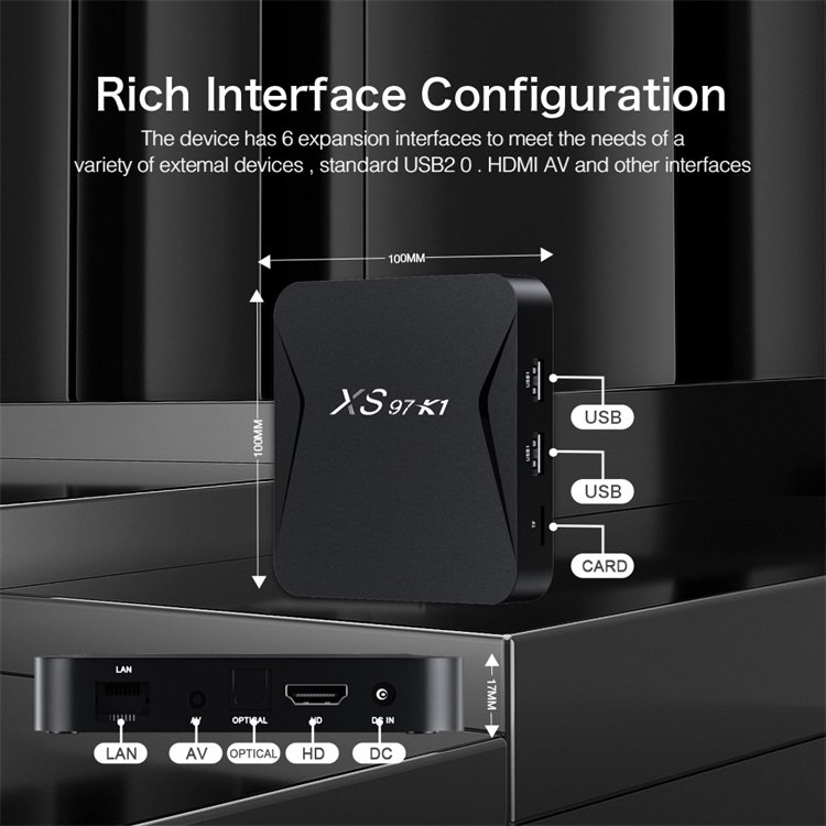 XS97K1 Android Android 10.0 TV Box 2G+16G Allwinner H313 Quad Core ARM Cortx A53 Multiple language and format video support Box