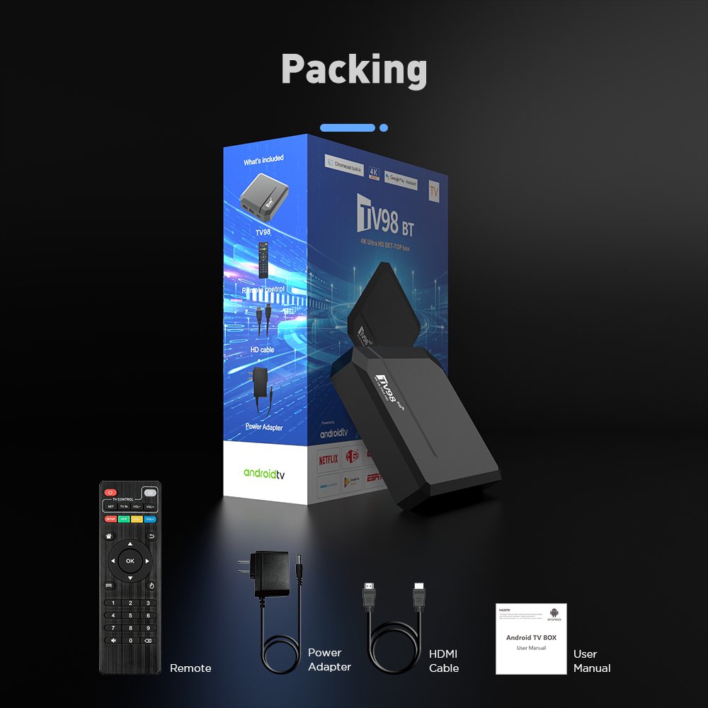 2024 best tv box TV98 BT Set Top Box Android 12.1 Tv Allwinner H313 802.11 b/g/n 2.4G WIFI Smart TV Box Media Player