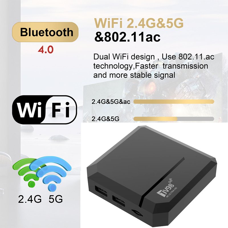 2024 best tv box TV98 BT Set Top Box Android 12.1 Tv Allwinner H313 802.11 b/g/n 2.4G WIFI Smart TV Box Media Player