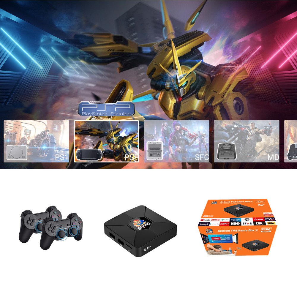 2-in-1 GAMES TV BOX Android 12.1 Retro Games PSP Arcade 30000+ Games 4K Android Set-top Box 2.4G/5GHZ WIFI wireless gamepad